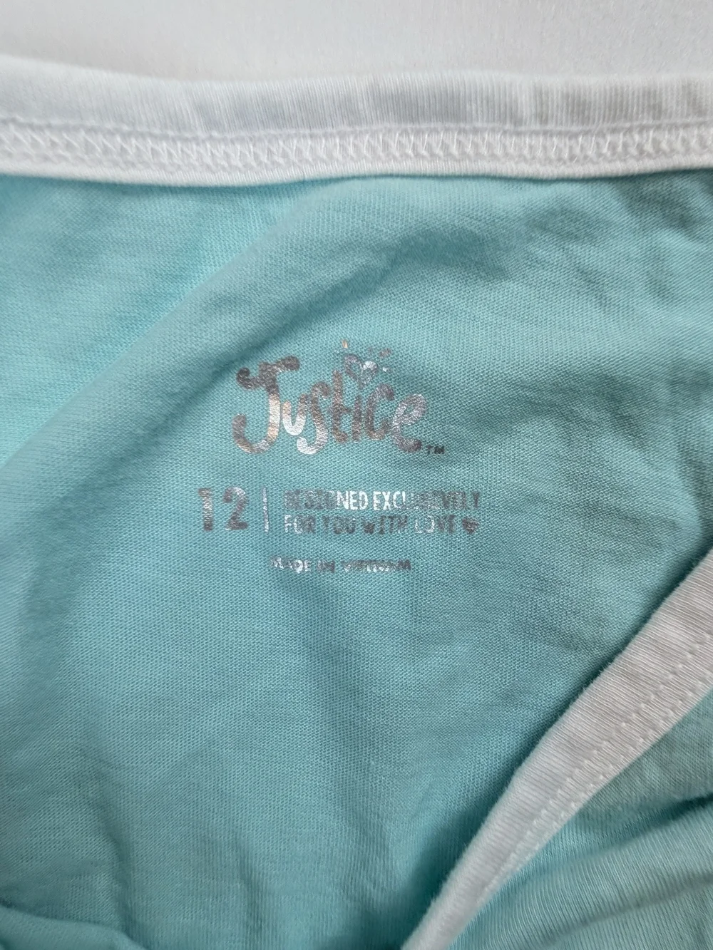 Justice Mint Green Long-Sleeve Tee with White Trim